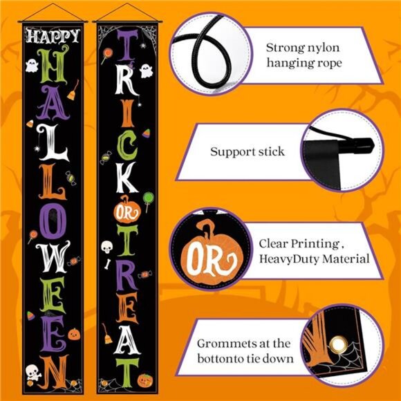 Halloween Decorations - Trick or Treat Porch Banner for Indoor Outdoor - Picture 3 of 7